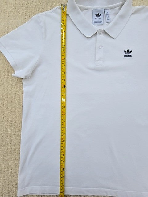 Adidas Polo Shirt White XL Short Sleeve Button-Down Solid Unisex
