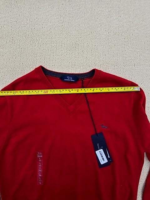 Harmont & Blaine Red V-Neck Long Sleeve Men's L Sweater
