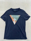 Guess Men's Navy T-Shirt – Size L, Slim Fit, Logo