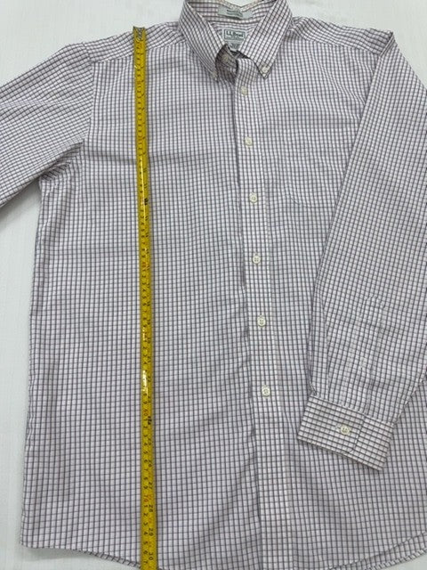 L.L.Bean Men's Gray Gingham Check Cotton Oxford Dress Shirt 161⁄2-35