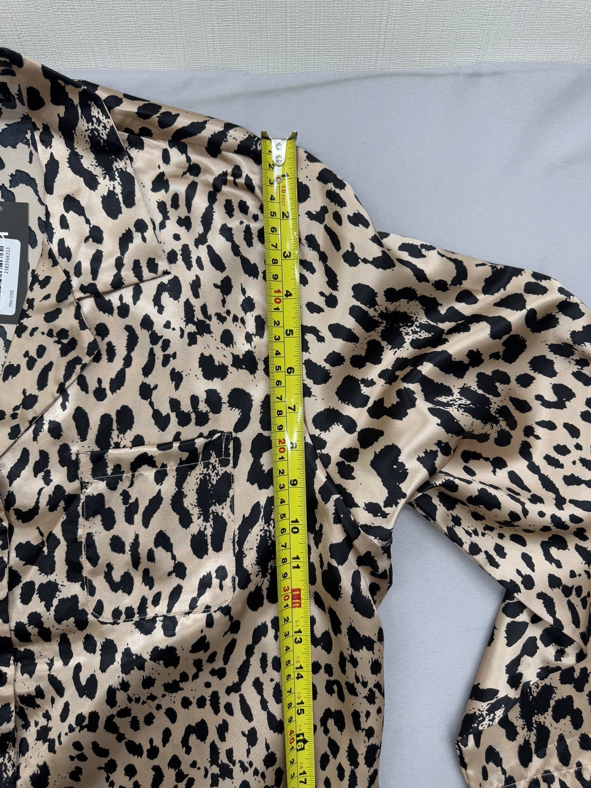 Bebe Leopard Print Long Sleeve Satin Top XL Brown