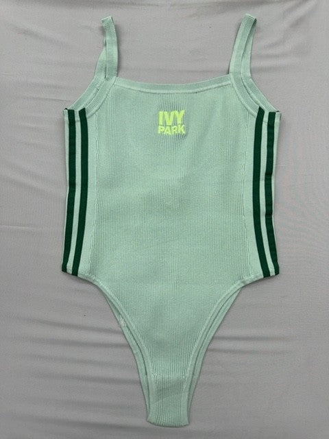 Adidas Women's Green Bodysuit – Size S, Striped, Sleeveless