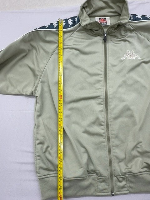 Kappa Retro Green Track Jacket XL Slim Fit Zipper Logo Sleeve