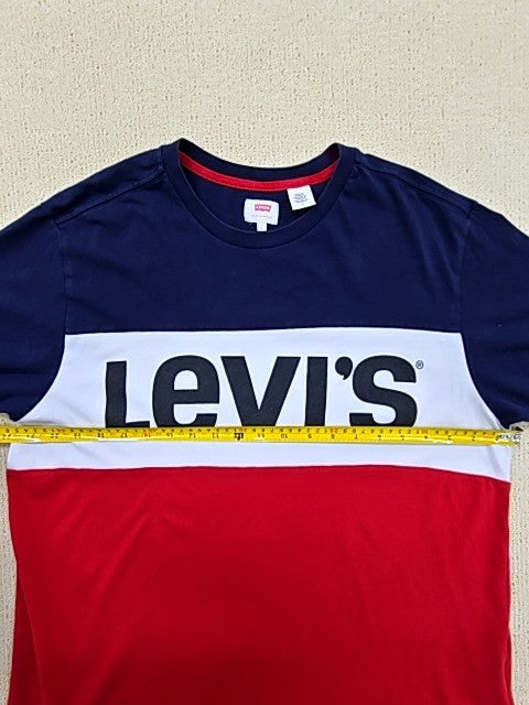 Levi's Men's L Navy White Red Stripe Short Sleeve Cotton T-Shirt Relaxed