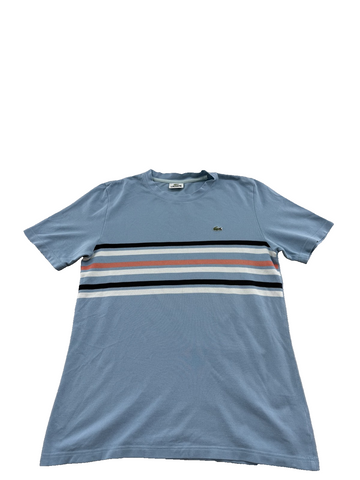 Lacoste TH361S Light Blue Striped Cotton T-Shirt Men's Size 4 Japan