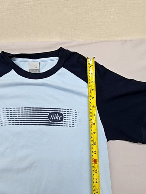 Nike Men's S Light Blue/Navy Raglan Short Sleeve Crewneck Tee