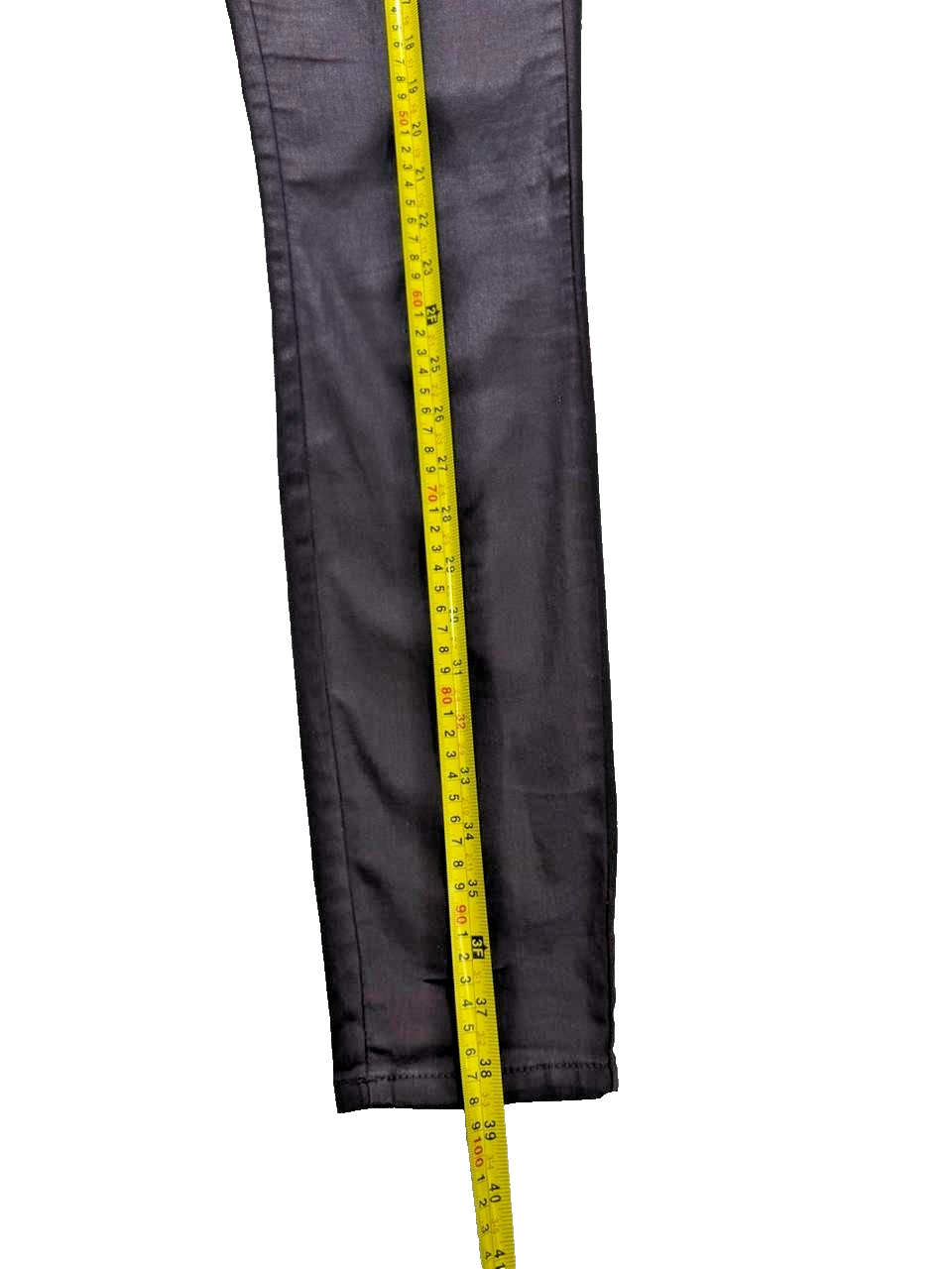 Massimo Dutti Jeans Women's - Purple Coated Wet Leather Look Biker Pant Trousers