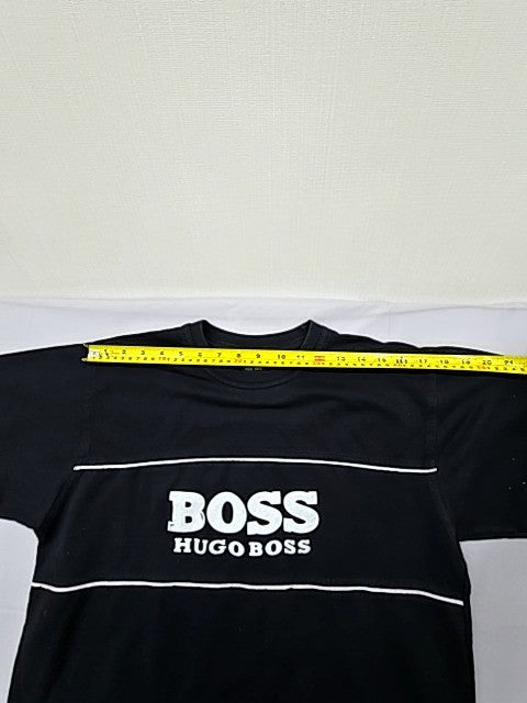 Boss Men's Black Logo Graphic Striped T-Shirt M Regular Cotton