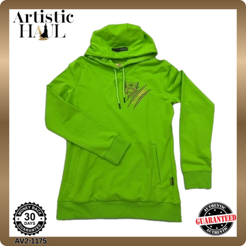 Plein Sport Green Fluo Tiger Pullover Hoodie L Cotton Long Sleeve