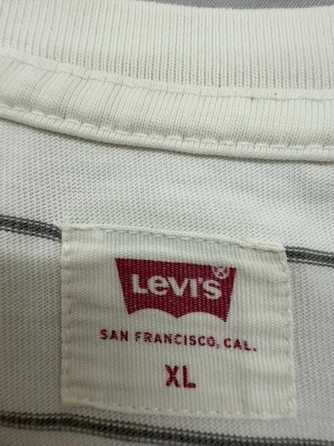 Levi's White Gray Striped Short Sleeve Crew Neck T-Shirt XL