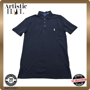 Polo Ralph Lauren Slim Fit Navy Cotton Mesh Polo S Short Sleeve