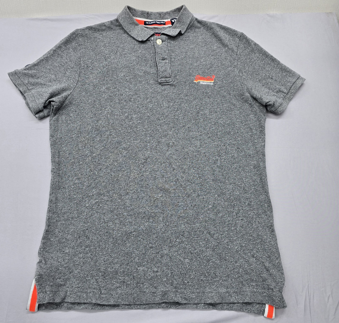 Superdry Men's Grey Polo Shirt XL Short Sleeve Cotton Pique