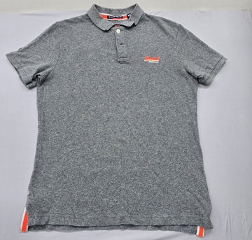 Superdry Men's Grey Polo Shirt XL Short Sleeve Cotton Pique