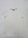 Tommy Hilfiger Men's White T-Shirt – Size L, Logo, Crew Neck
