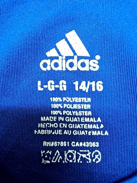 Adidas Boys Blue Logo T-Shirt Size 14/16 Tagless Regular