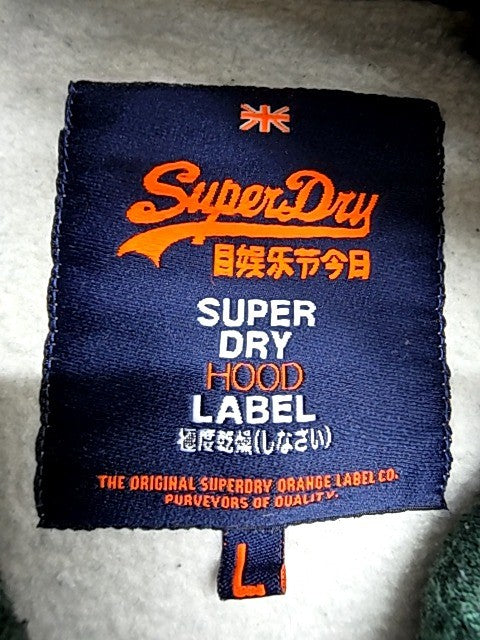 Superdry Men's Green Vintage Logo Hoodie Size L Relaxed Fit