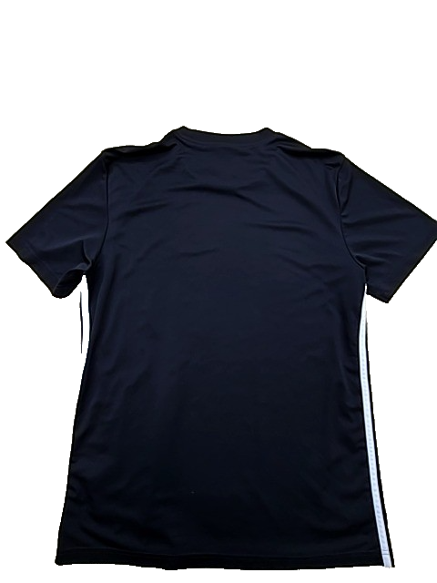 Adidas Women's Black Color Block T-Shirt L 3-Stripes Moisture Wicking