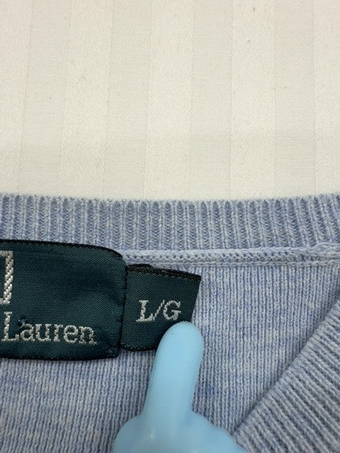 Polo Men Light Blue Cotton V-Neck Sweater LG Embroidered Logo - Regular Fit