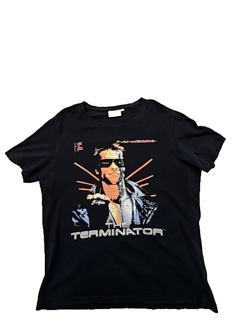 Men's XL Black Terminator T-Shirt 100% Cotton Short Sleeve Crewneck Screenprint