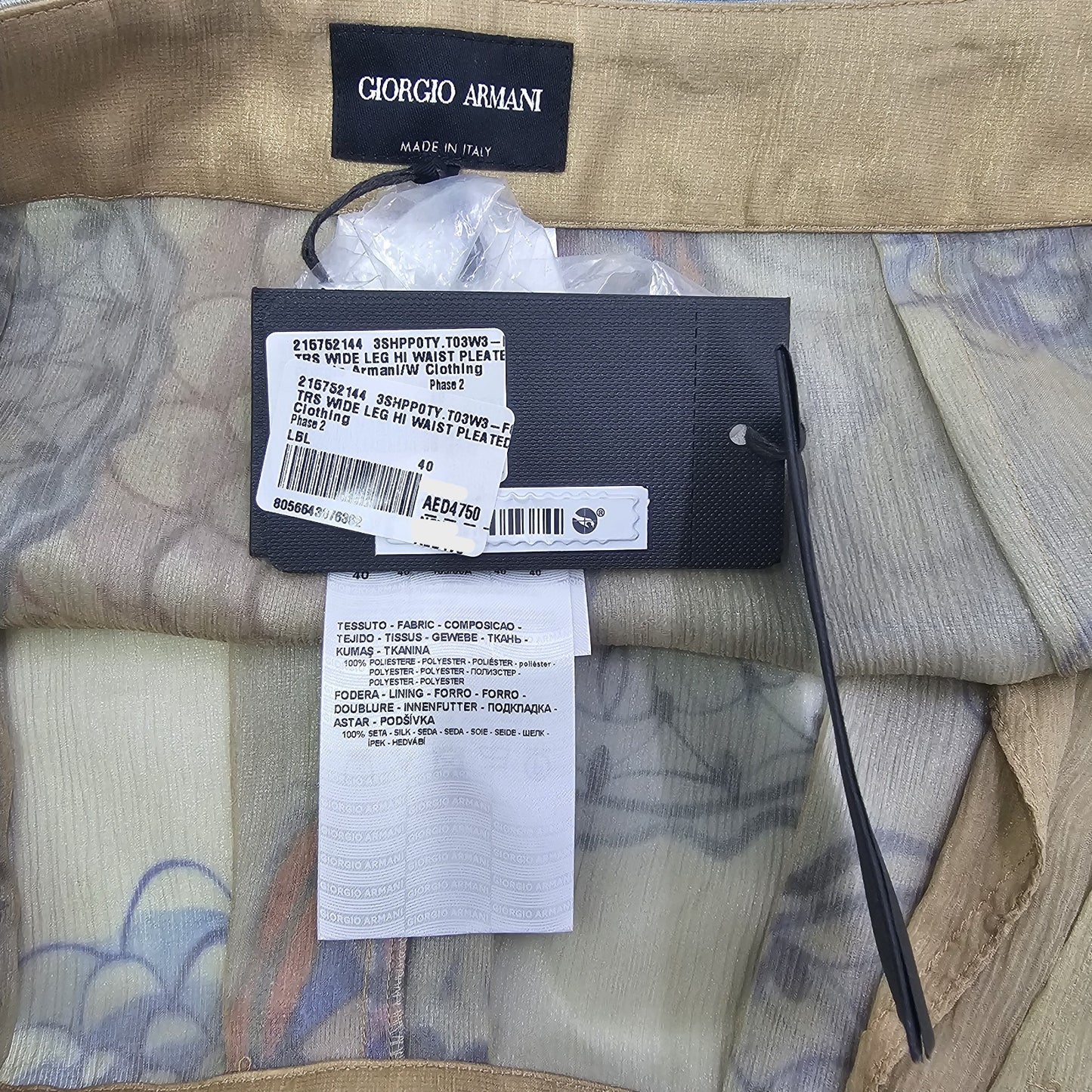 Giorgio Armani Floral Pants High Waist Pleated Pants Lbl 40 BNWT