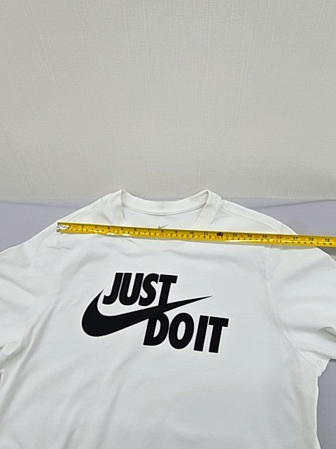 Nike Just Do It White Cotton Crewneck T-Shirt Men's Size L