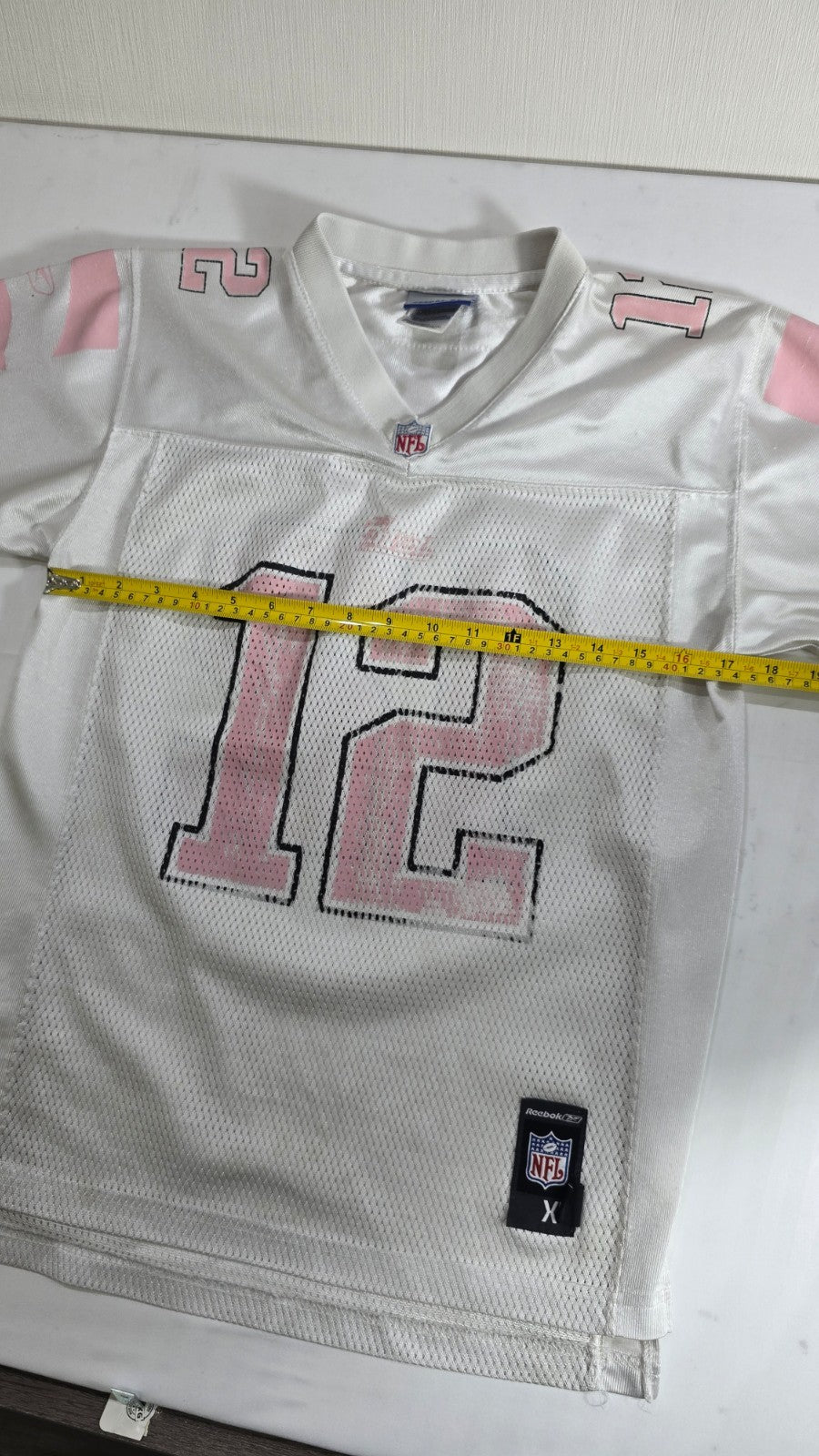Reebok NFL Jersey Men's XL White Pink Mesh Football Shirt #12