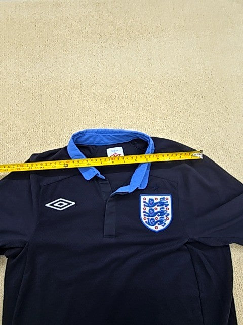 Umbro Men's Navy Football Polo Shirt England Badge Short Sleeve