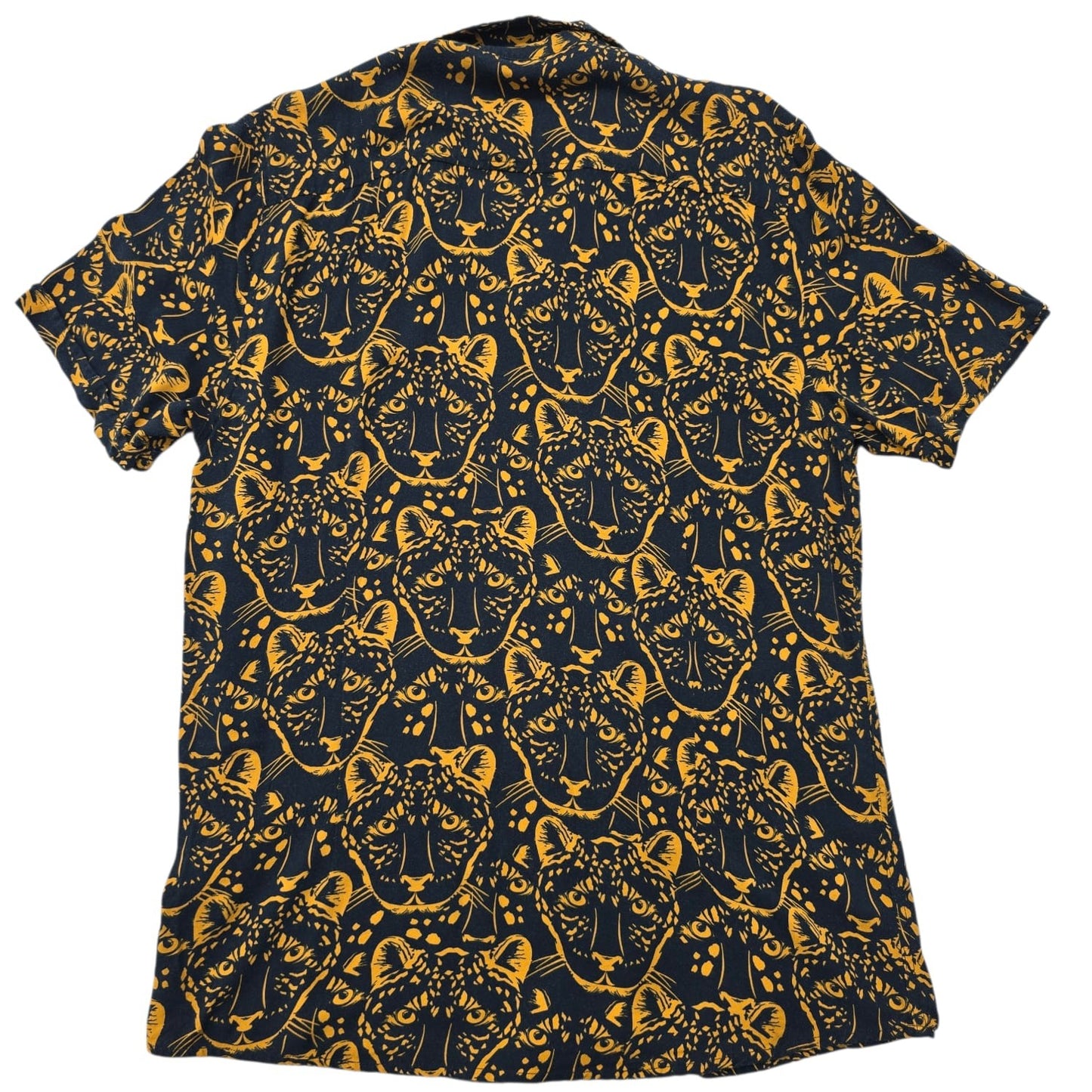 yd. Women's Black Gold Jaguar Print Button-Down Shirt Size M