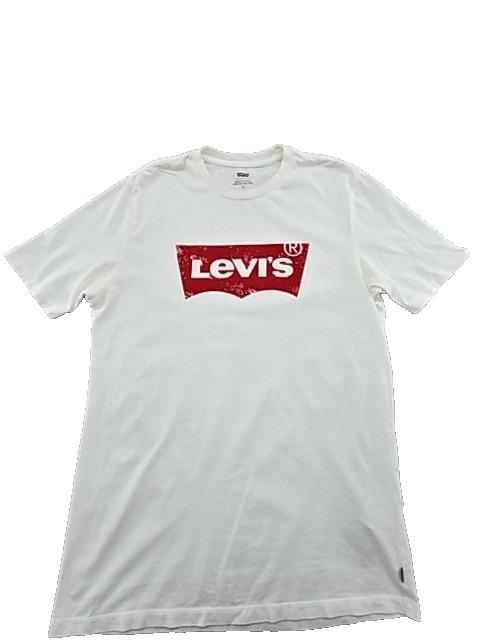Levi's Men's White Cotton T-Shirt Size M Logo Crew Neck Short Sleeve