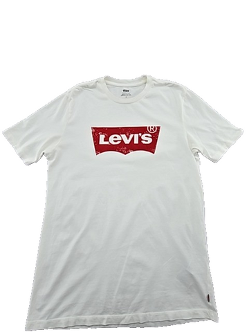 Levi's Men's White Cotton T-Shirt Size M Logo Crew Neck Short Sleeve