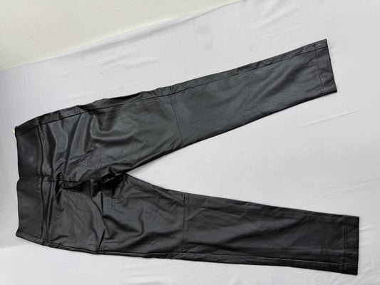 Esprit Black Faux Leather Straight Leg Leggings Women Casual Pockets Regular