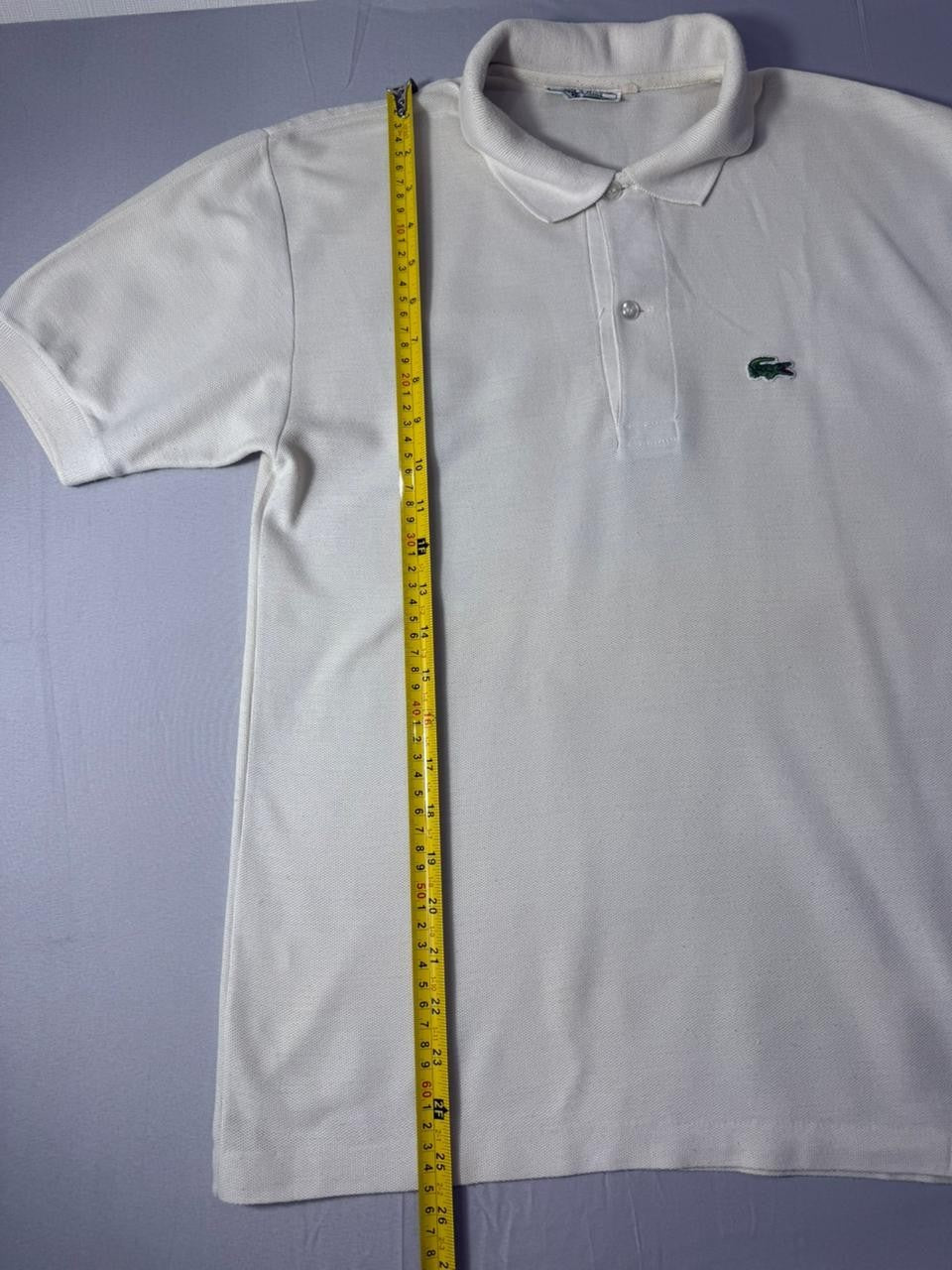 Vintage Lacoste White Polo Shirt Men's Classic Crocodile Logo Cotton