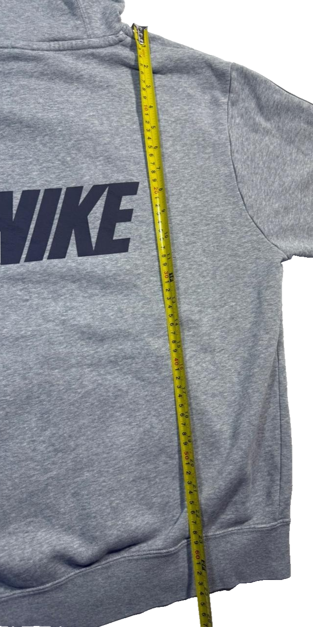 Nike Men's Grey Pullover Hoodie Tape Logo On Sleeves Black Graphics Size S
