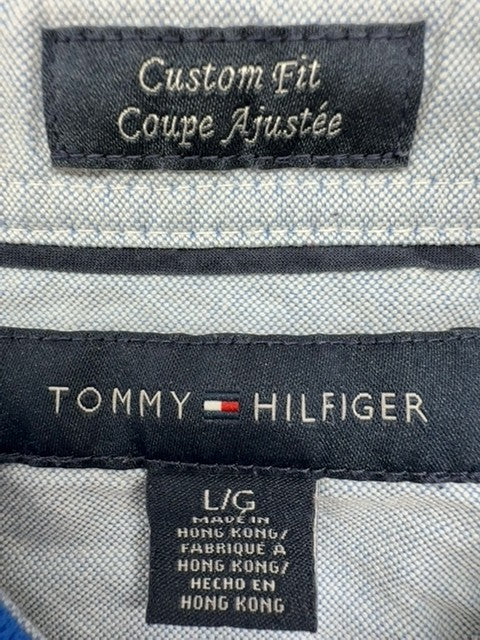 Tommy Hilfiger Men's L Royal Blue Cotton Pique Polo Short Sleeve Custom Fit