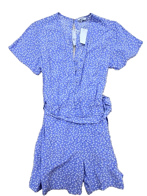 Rails Sky Blue Daisy Floral Romper Women's Size M V-Neck
