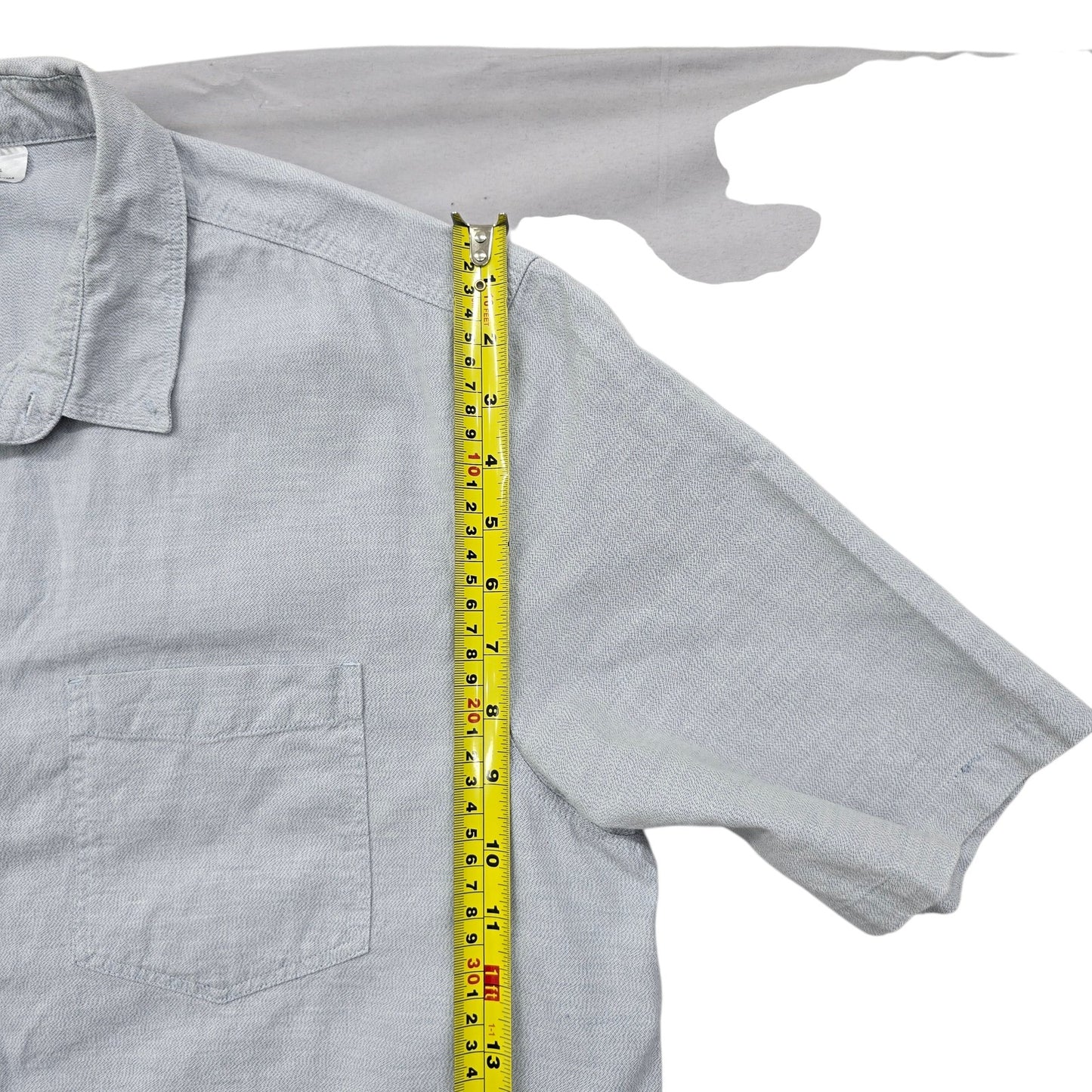H&M Men's Light Blue XL Chambray Button-Up Short Sleeve Shirt