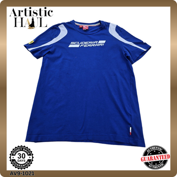 Puma Scuderia Ferrari Men's Blue M T-Shirt 100% Cotton Motorsport