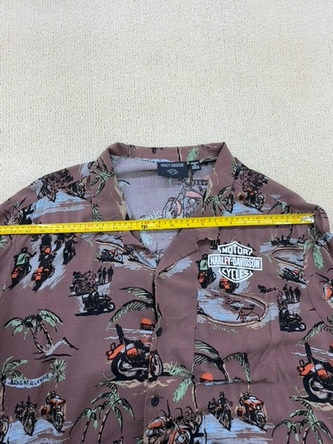 Harley-Davidson Men's Aloha Shirt XL Short Sleeve Rayon Multicolor