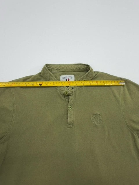 Enrico Coveri Boys Olive Polo Shirt Size M Button Front Logo
