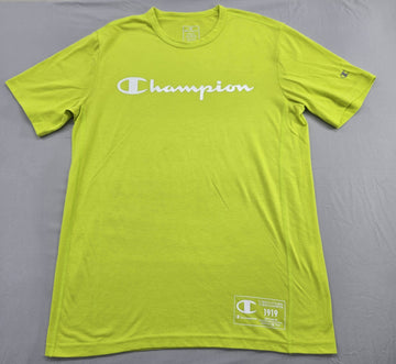 Champion Men's Neon Lime Green T-Shirt Small Cotton Crew Neck