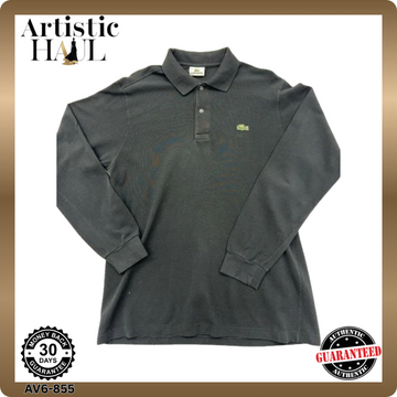 Lacoste Classic Fit Long Sleeve Polo Dark Grey Sz 4 Cotton Pique Men's
