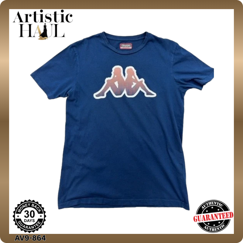 Kappa Men's Navy Blue Short Sleeve Crew Neck T-Shirt Medium Logo