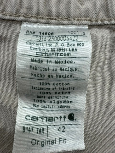Carhartt Men Khaki Cargo Shorts Size 42 Original Fit Canvas Pockets