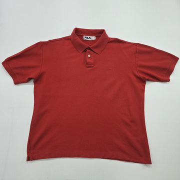 FILA Men Red Button Polo Shirt Size 2XL Regular Cotton Blend Pique NWOT