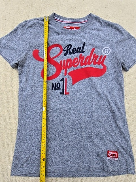 Superdry Men's Grey Cotton T-Shirt M Short Sleeve Crew Neck Japan