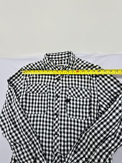 G-Star Raw Men's Black White Gingham Button Down Long Sleeve Shirt L