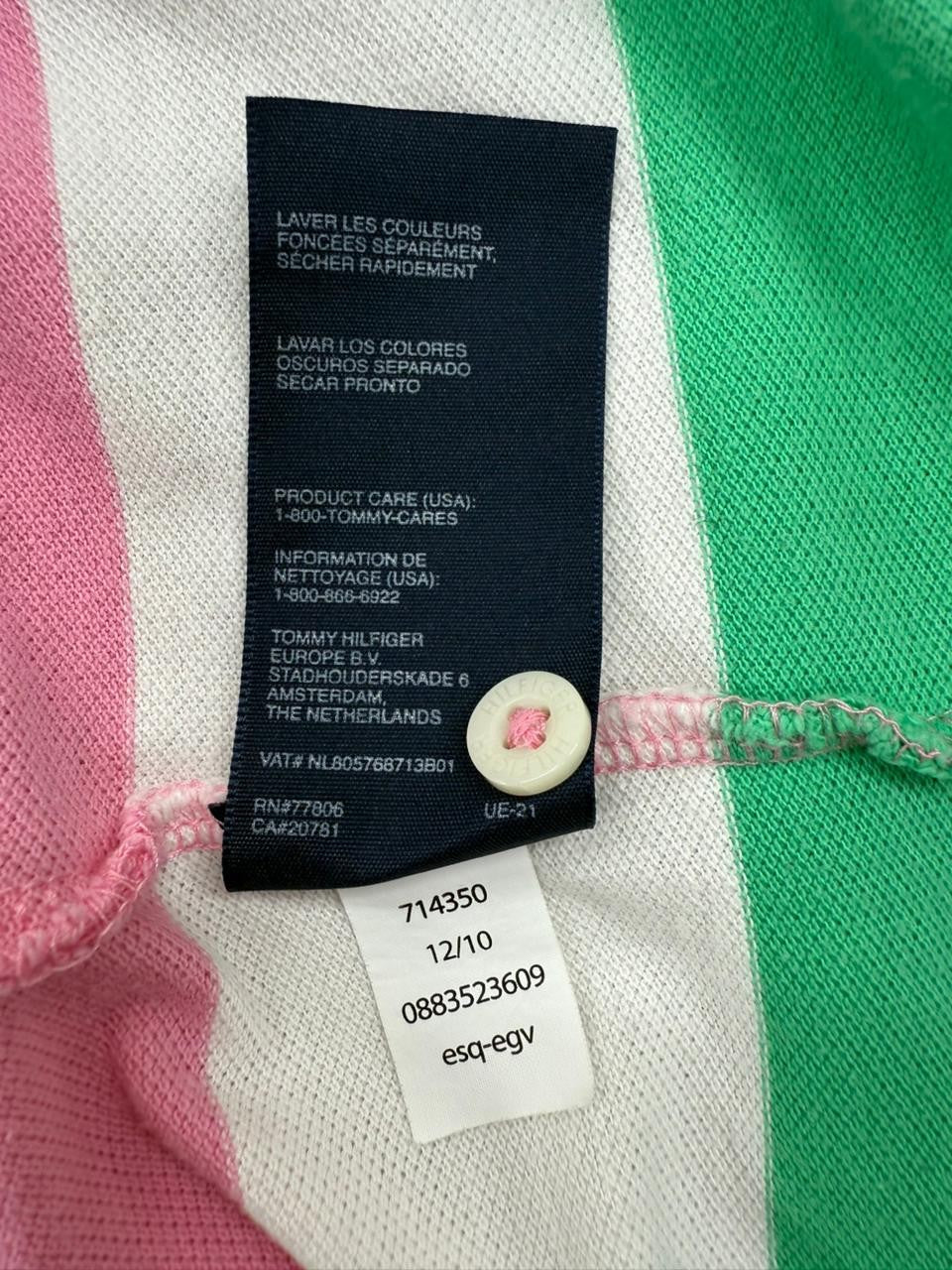 Tommy Hilfiger Men's M Multicolor Stripe Slim Fit Polo Cotton Shirt