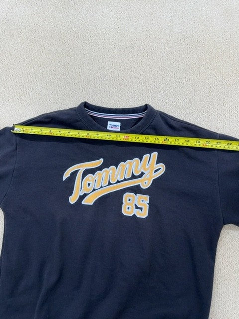 Tommy Jeans Men's Navy Crew Neck Sweatshirt Size S 90s Logo