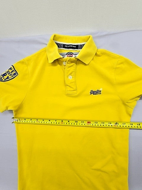 Superdry Men's Yellow Short Sleeve Polo Shirt Small