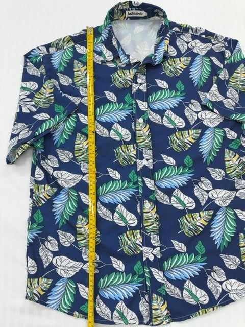 Haibinzouldy Men's Navy Tropical Leaf 5XL Hawaiian Shirt